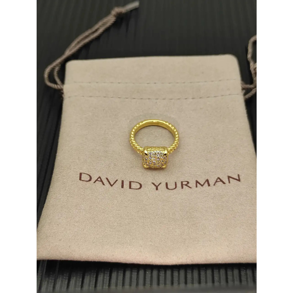 David Yurman gold four-prong full-diamond ring